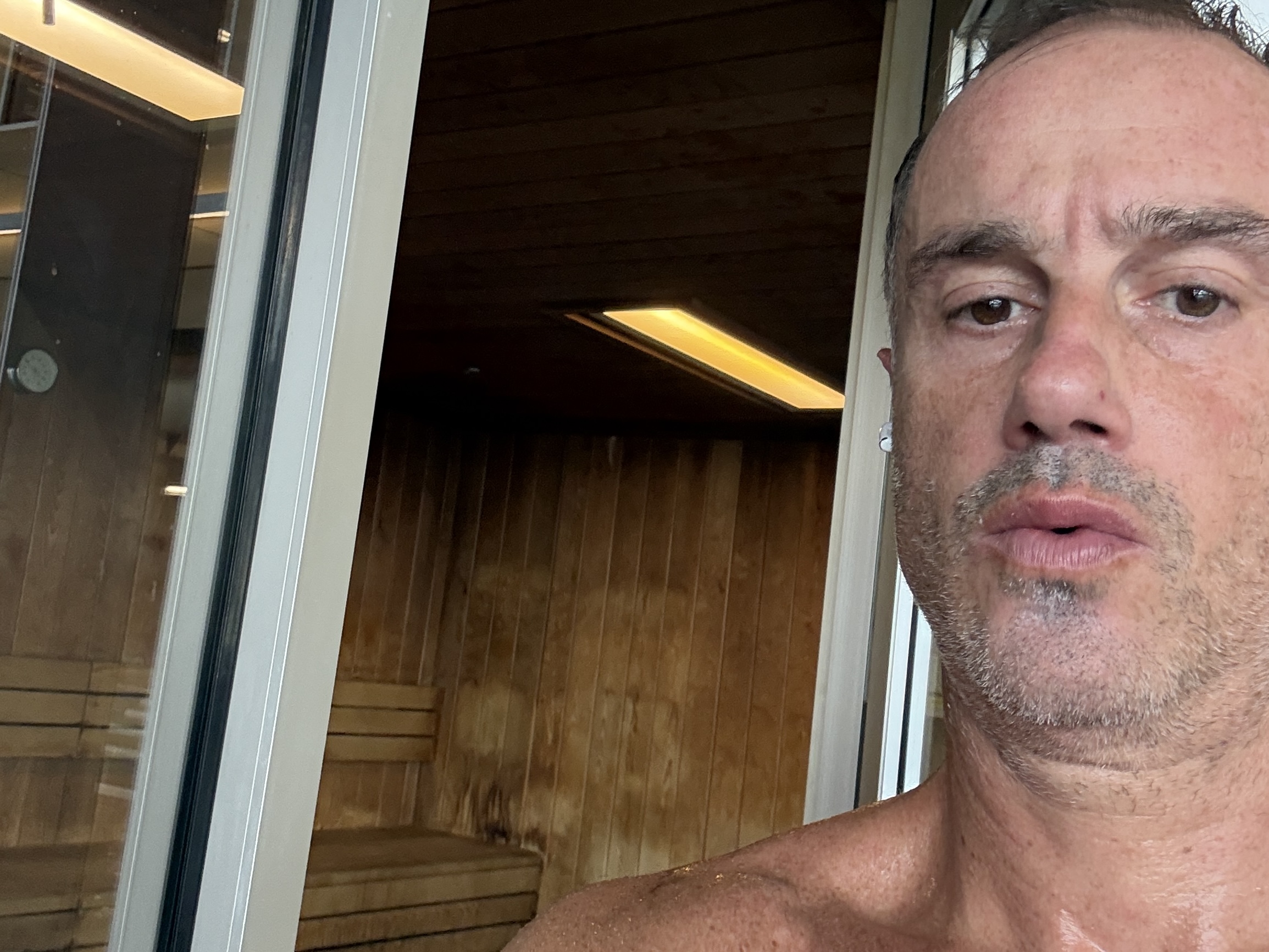 David Bloom in traditional sauna David Bloom in traditional sauna