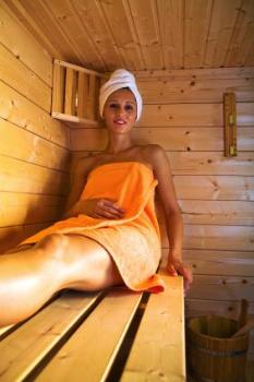 Girl in Home Infrared Sauna